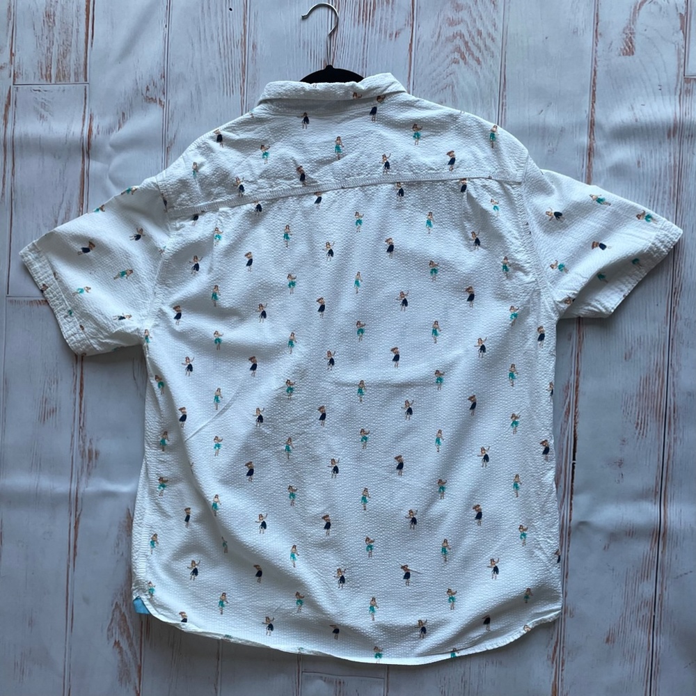Tommy Bahama Mens XL White Hu-La-La Camp Shirt Dancing Hula Girls Seersucker - Picture 4 of 4